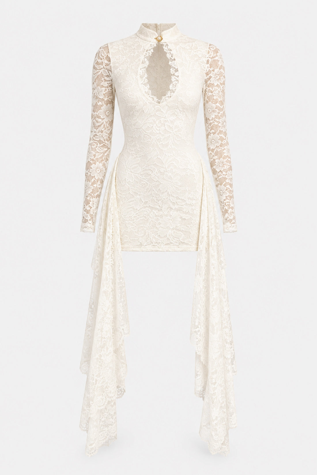 Angélique — Robe drapée à laçage et dentelle