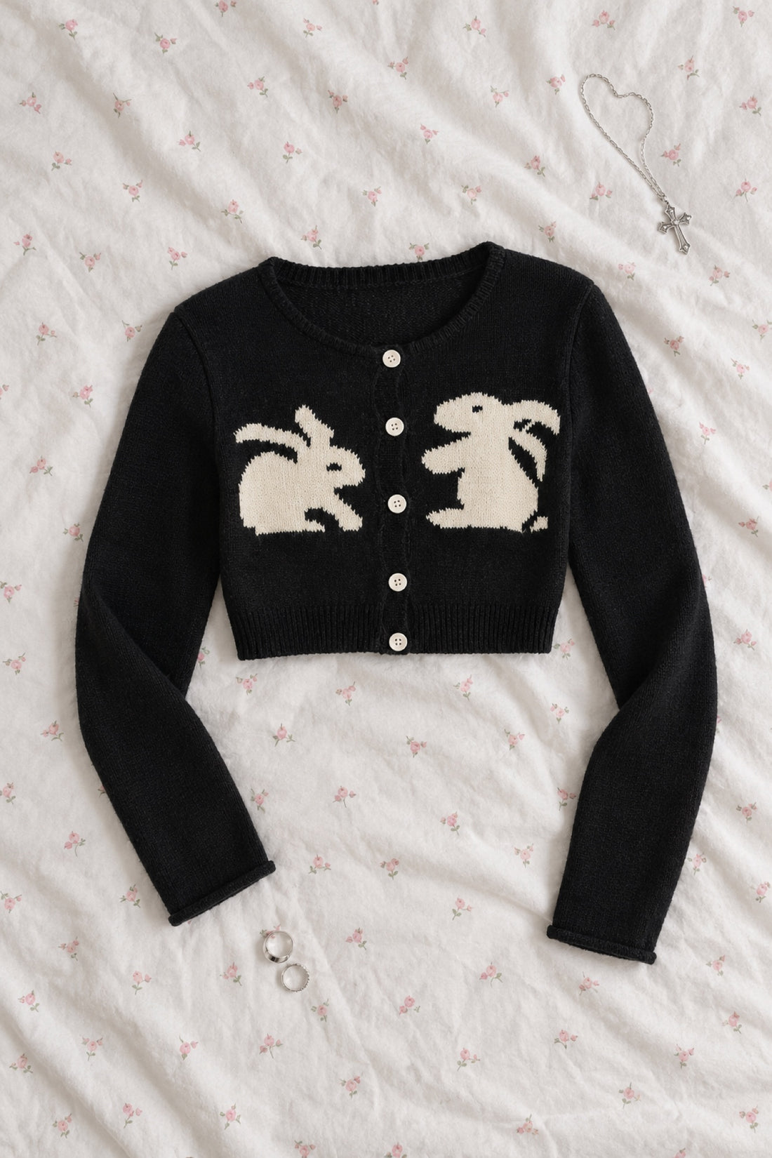 Blanche — Cardigan court lapins