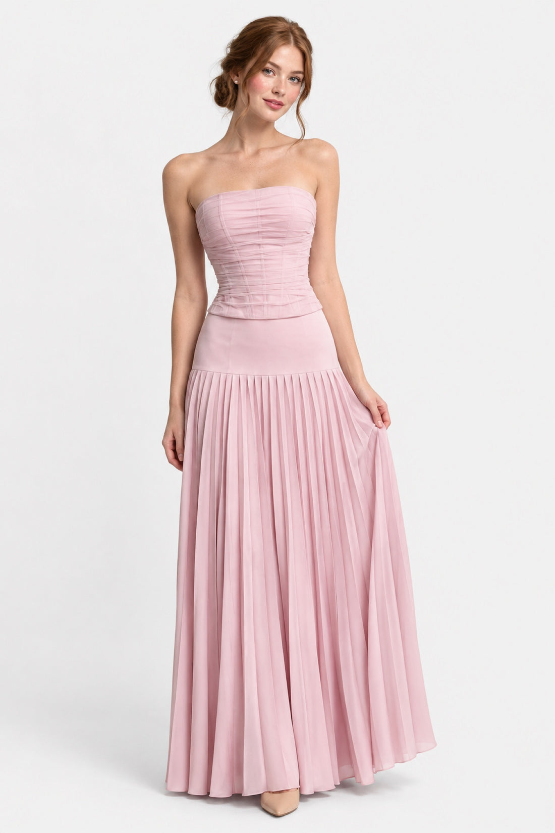 Clémence — Ensemble 3 pièces cape, bustier et jupe plissée