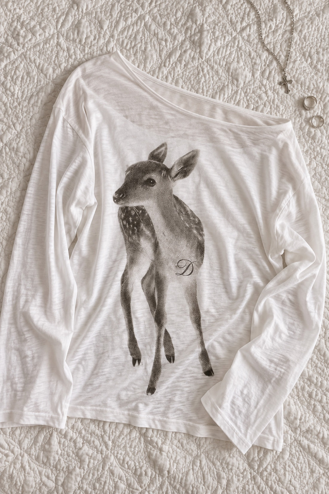 Daphné — T-shirt manches longues faon épaule dénudée