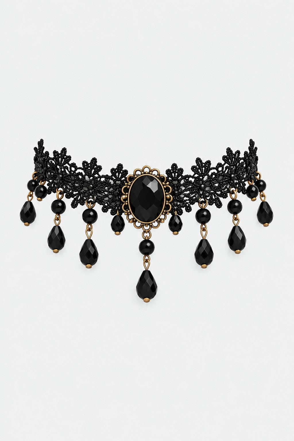 Esmeralda — Ras-de-cou dentelle et perles noires
