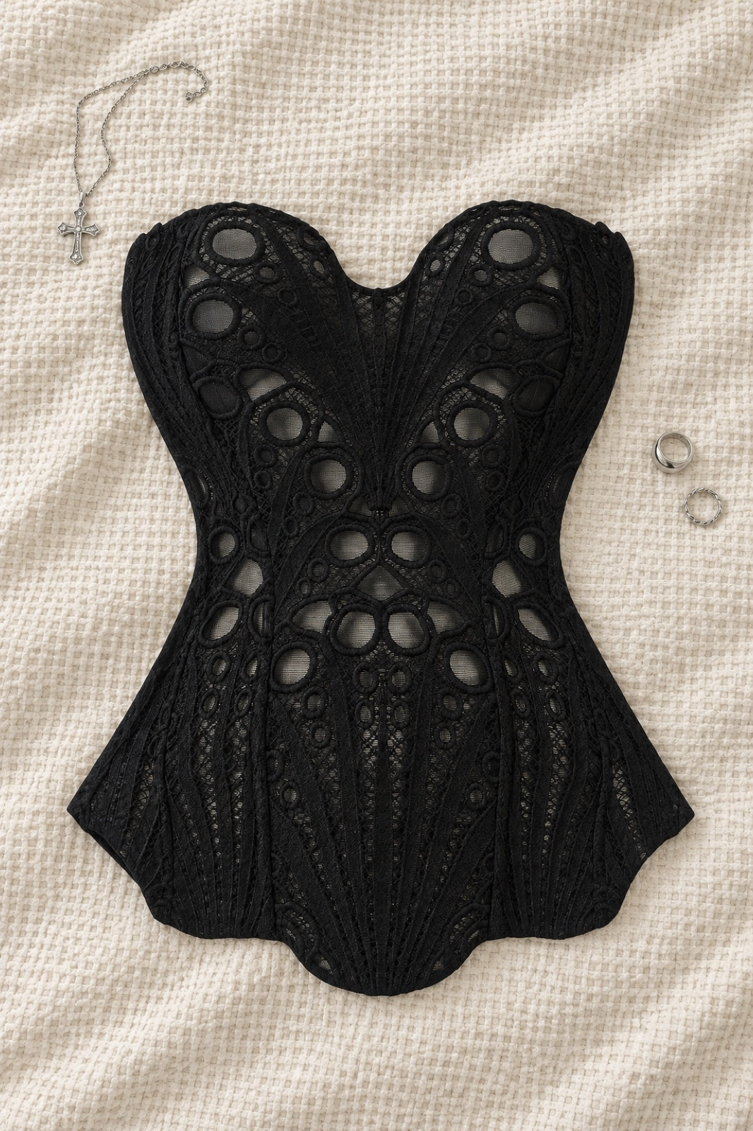 Lilou — Bustier bandeau à lacer en dentelle