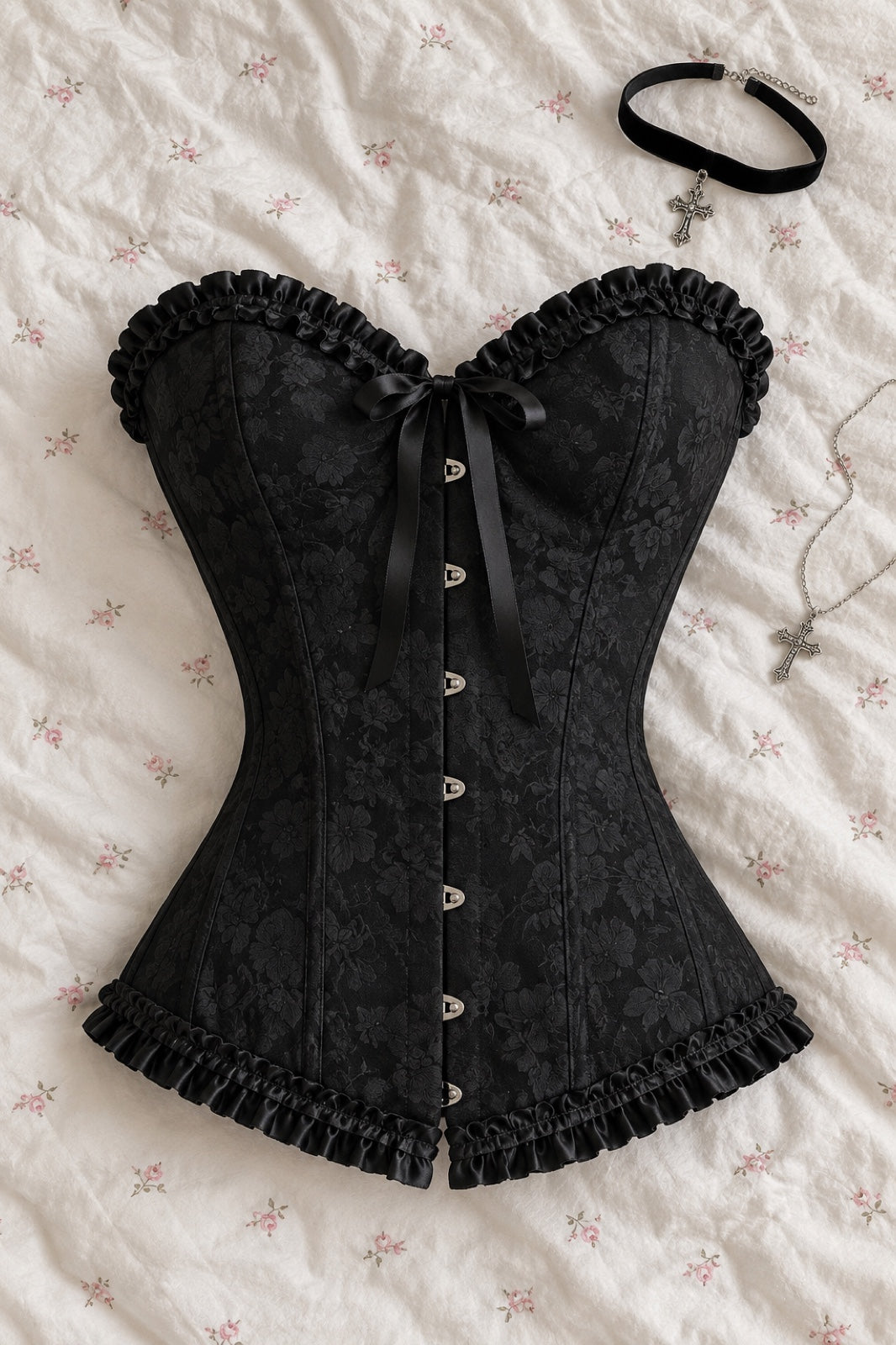Ophélie — Corset bustier brocart à lacer