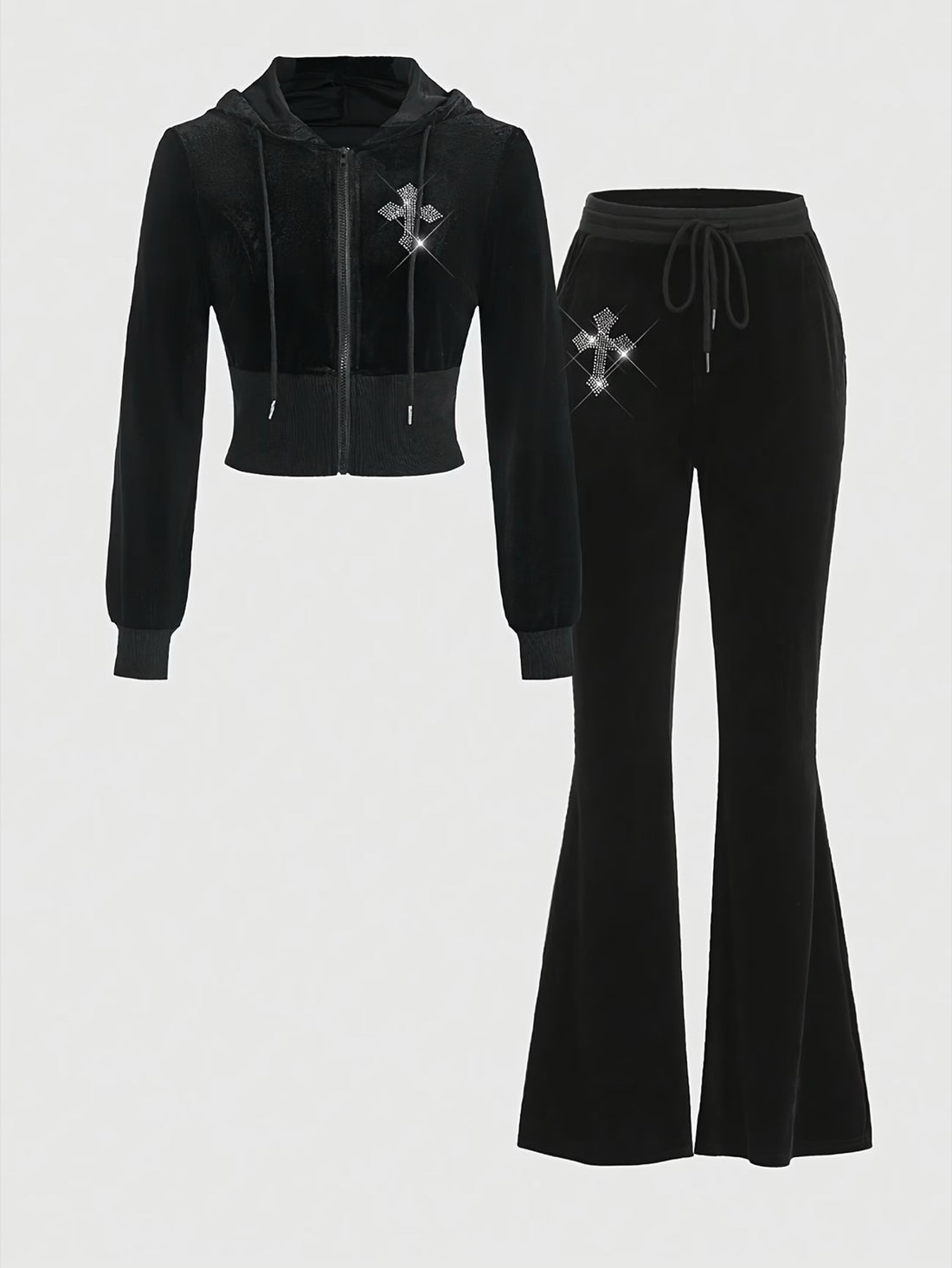 Rosaire — Ensemble velours croix strass