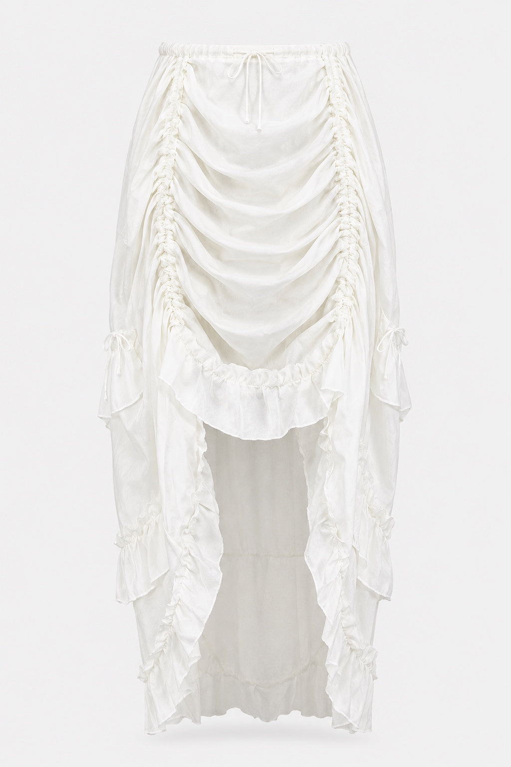 Selene — Jupe victorienne asymétrique à volants Blanc