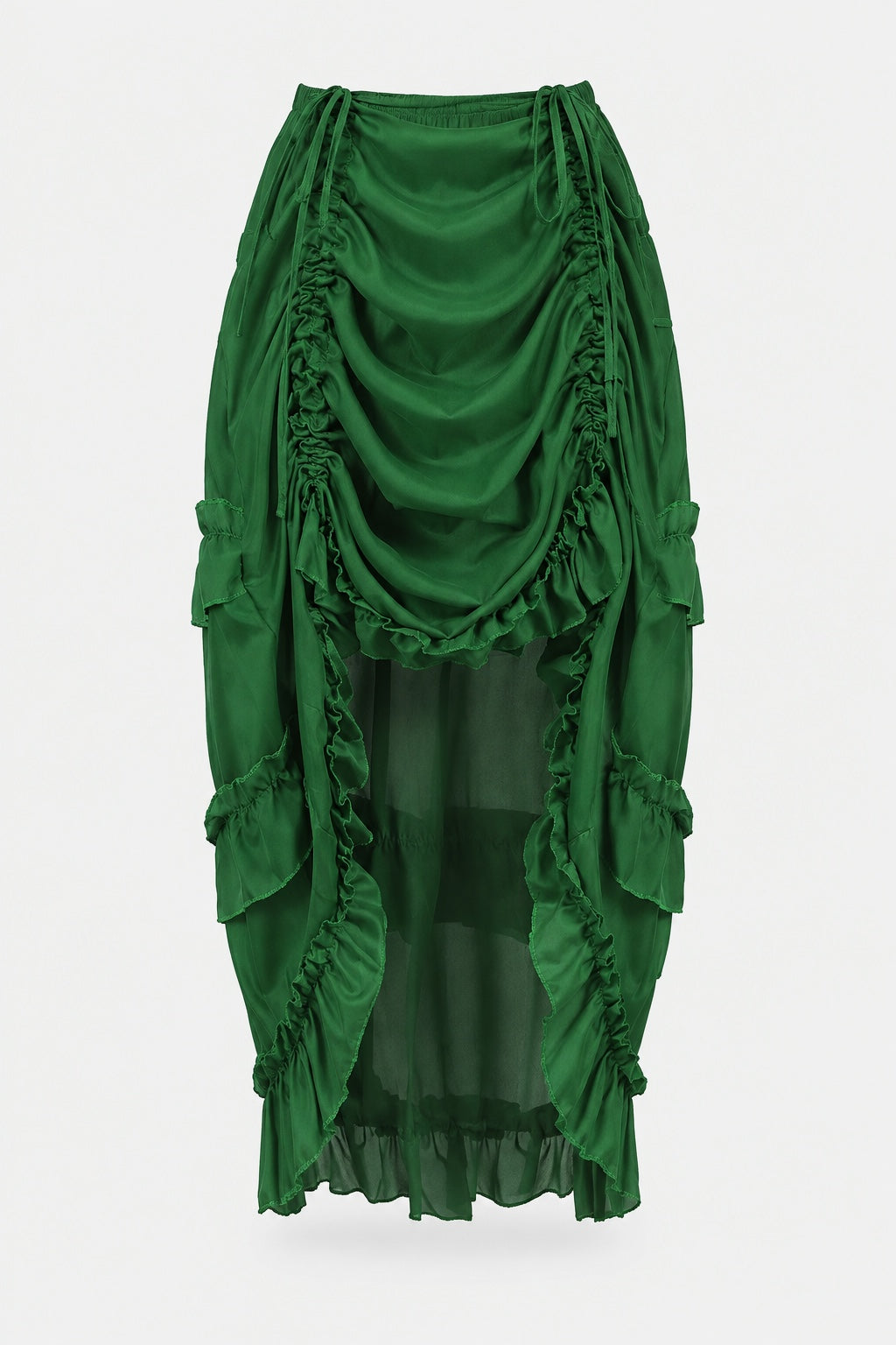 Selene — Jupe victorienne asymétrique à volants Vert
