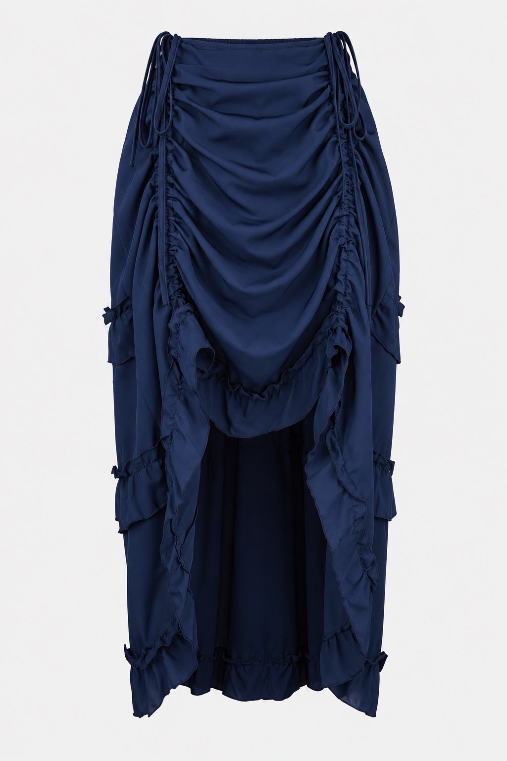 Selene — Jupe victorienne asymétrique à volants Bleu nuit