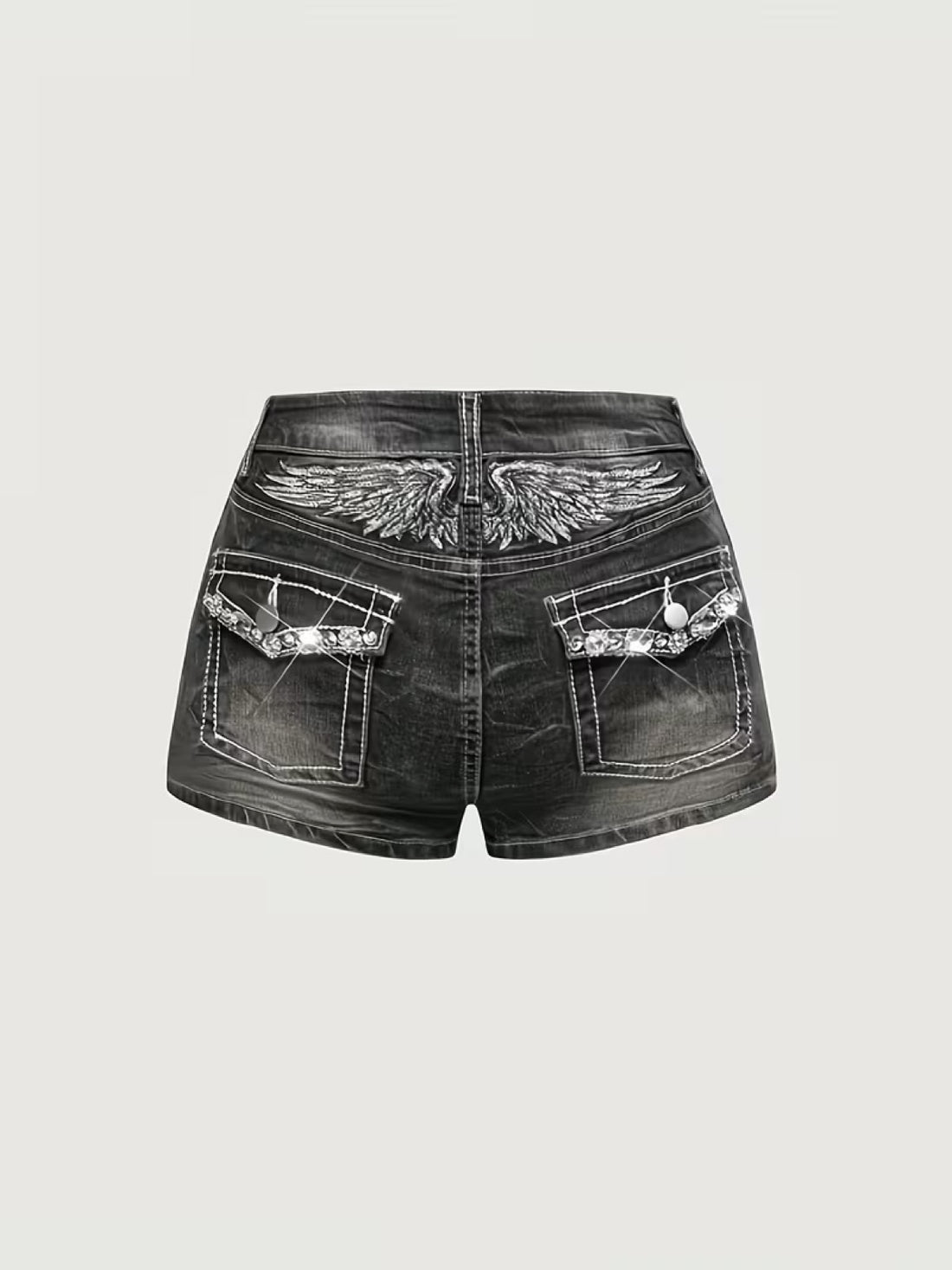 Séraphin — Short en jean ailes et strass