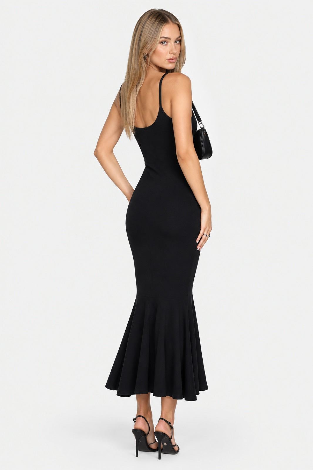 Sybille — Robe midi sculptante col V