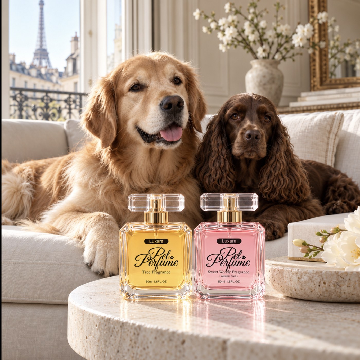Golden retriever with Luxara Pet Perfume