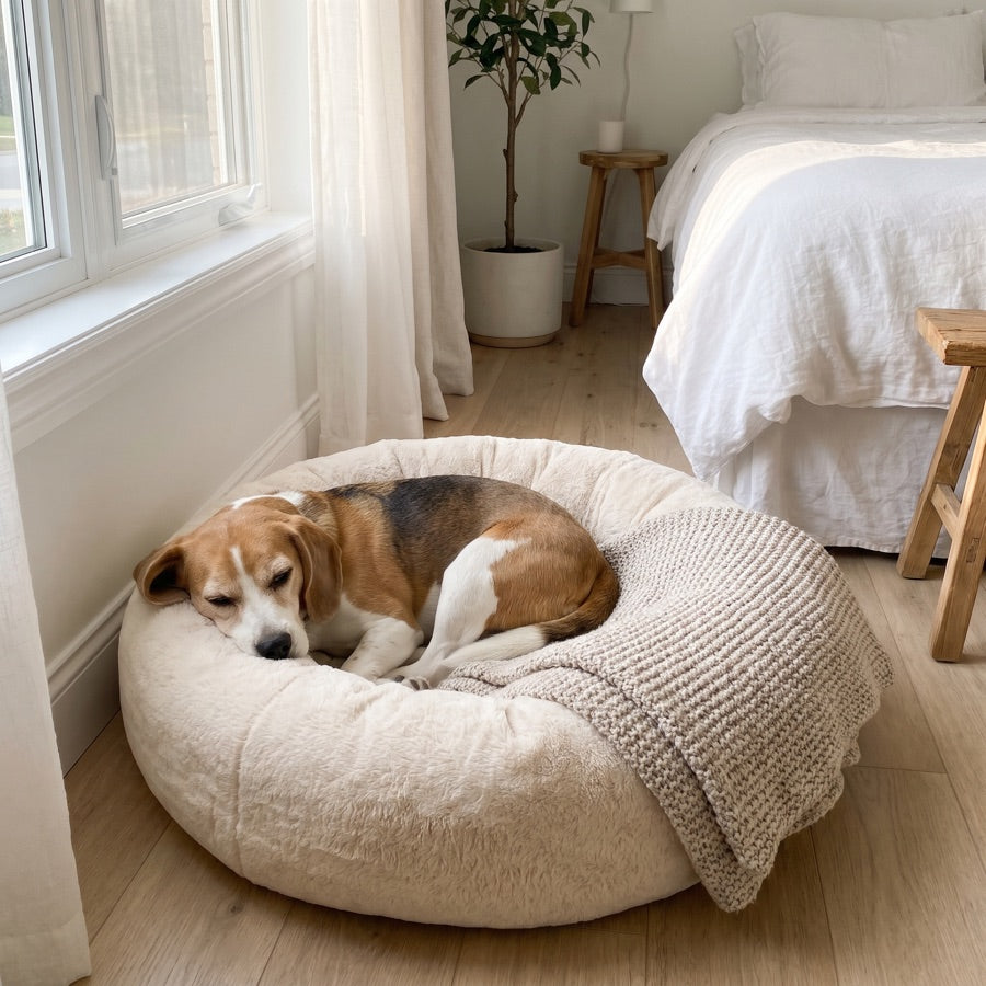 Dog bed & blankets