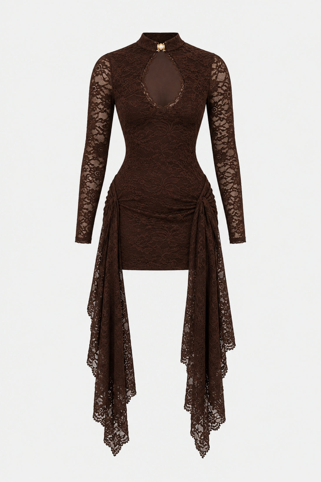 Angélique — Robe drapée à laçage et dentelle