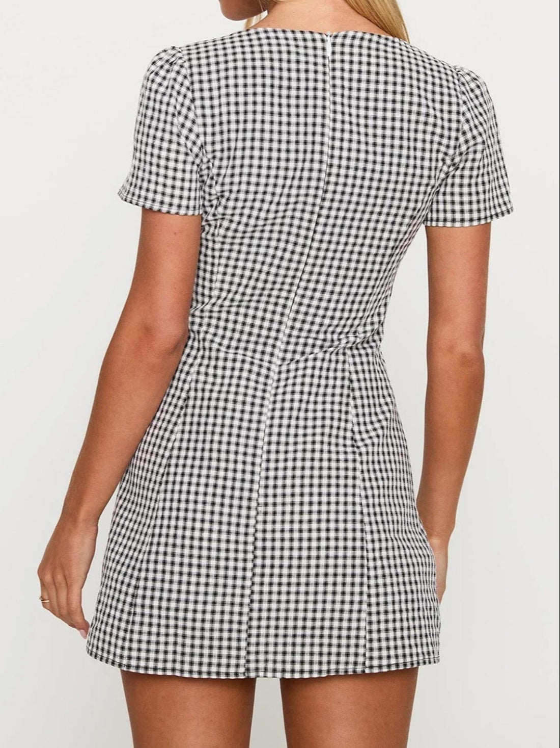 Anouk mini-robe vichy boutonnée col V