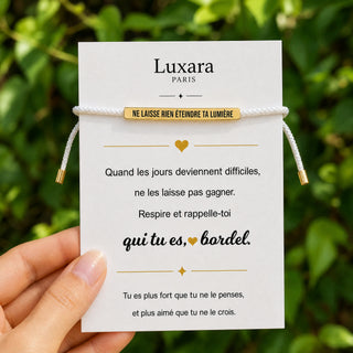 Bracelet Ne laisse rien éteindre ta lumière – Blanc & Or