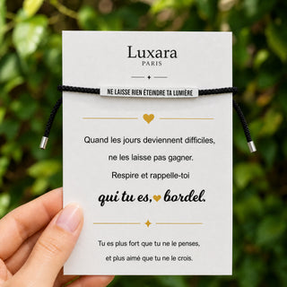 Bracelet Ne laisse rien éteindre ta lumière – Noir & Argent