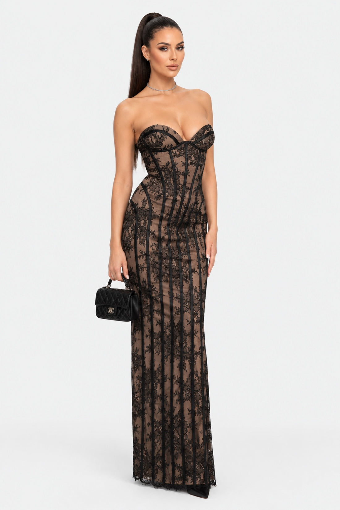 Camille — Robe bustier en dentelle baleinée