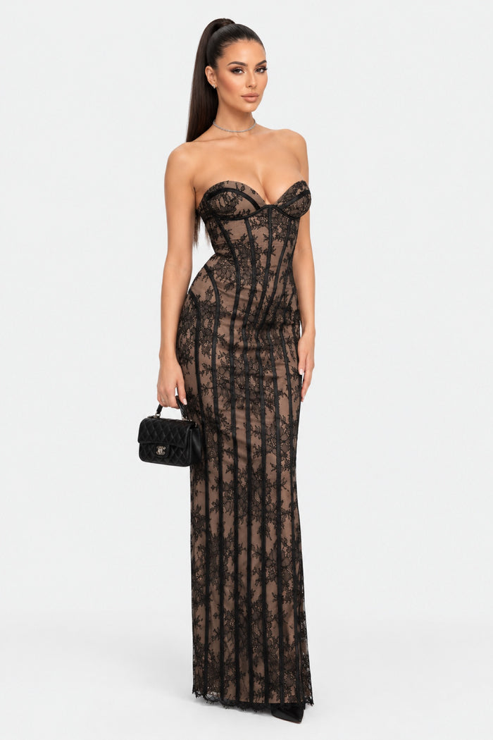 Camille — Robe bustier en dentelle baleinée