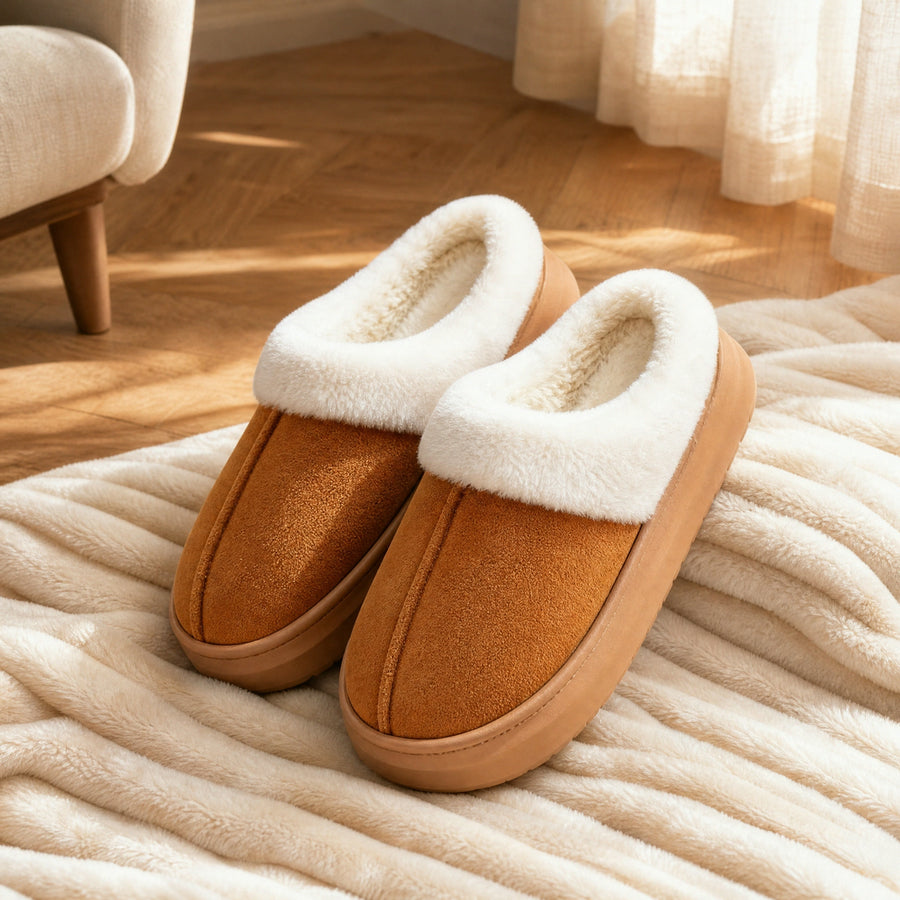 Chaussons Ambre — Mules fourrées en suédine