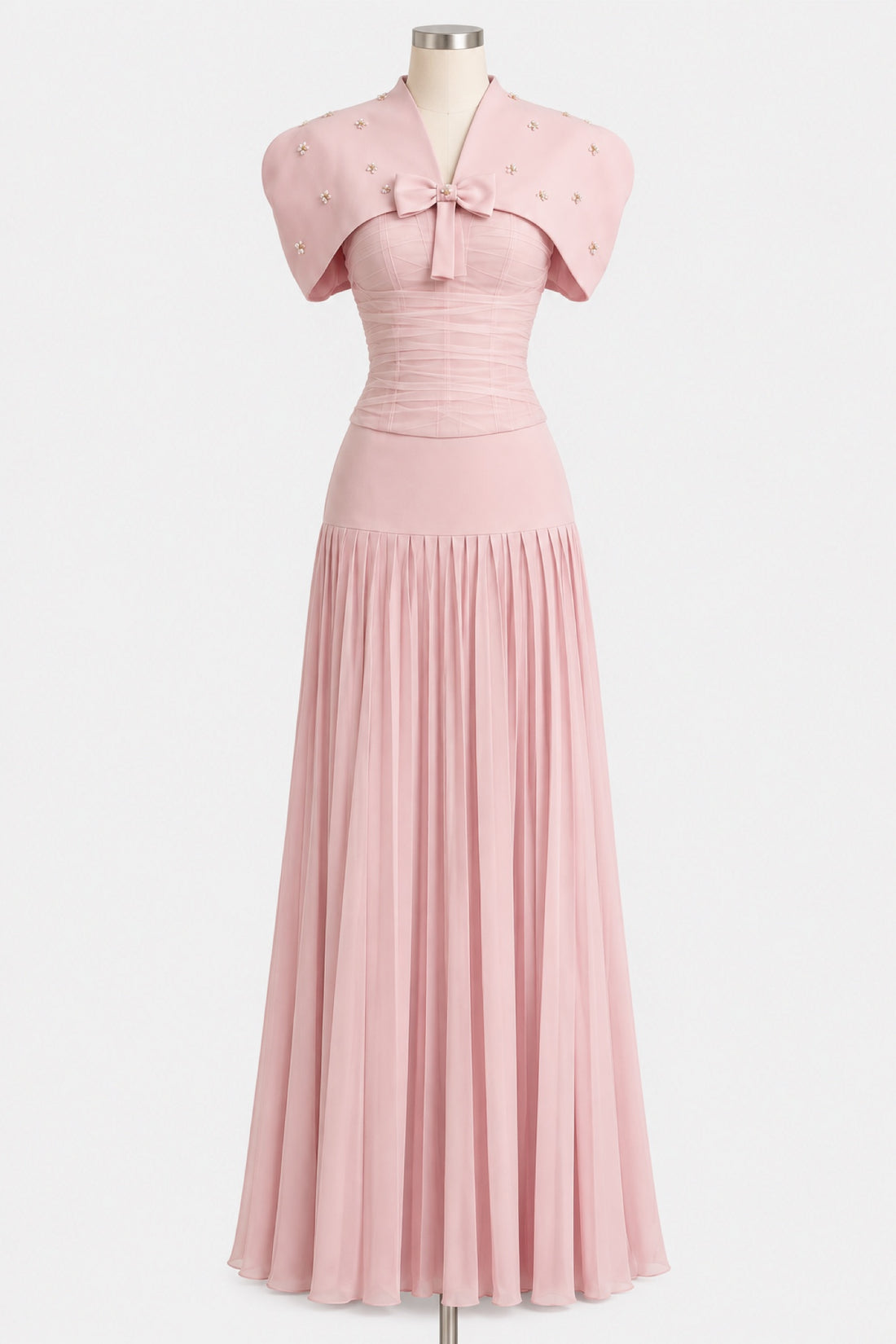 Clémence — Ensemble 3 pièces cape, bustier et jupe plissée