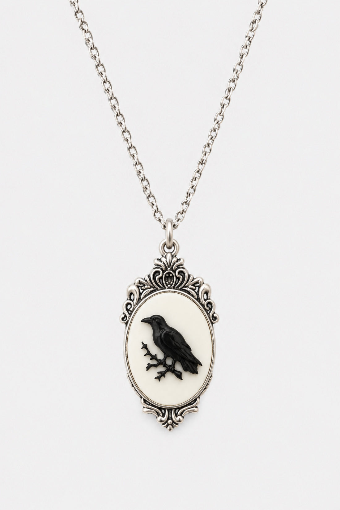 Corvina — Collier camée corbeau
