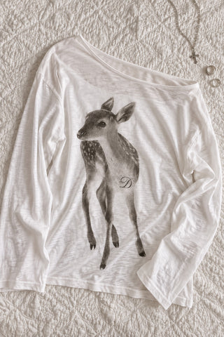 Daphné — T-shirt manches longues faon épaule dénudée