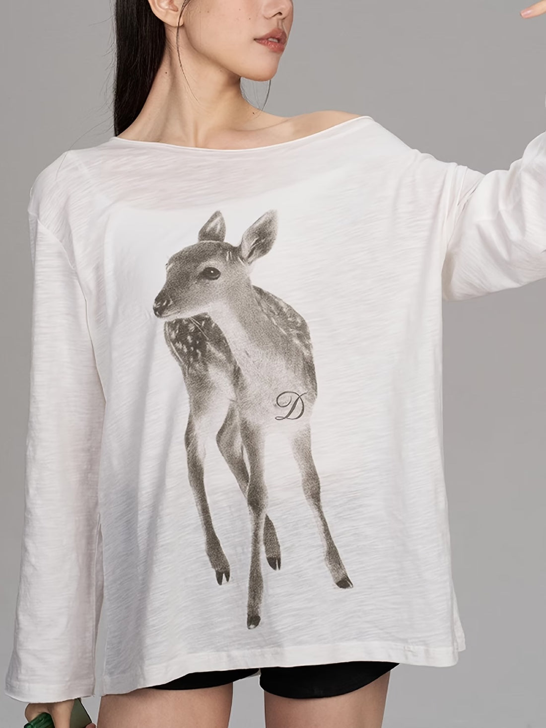 Daphné — T-shirt manches longues faon épaule dénudée