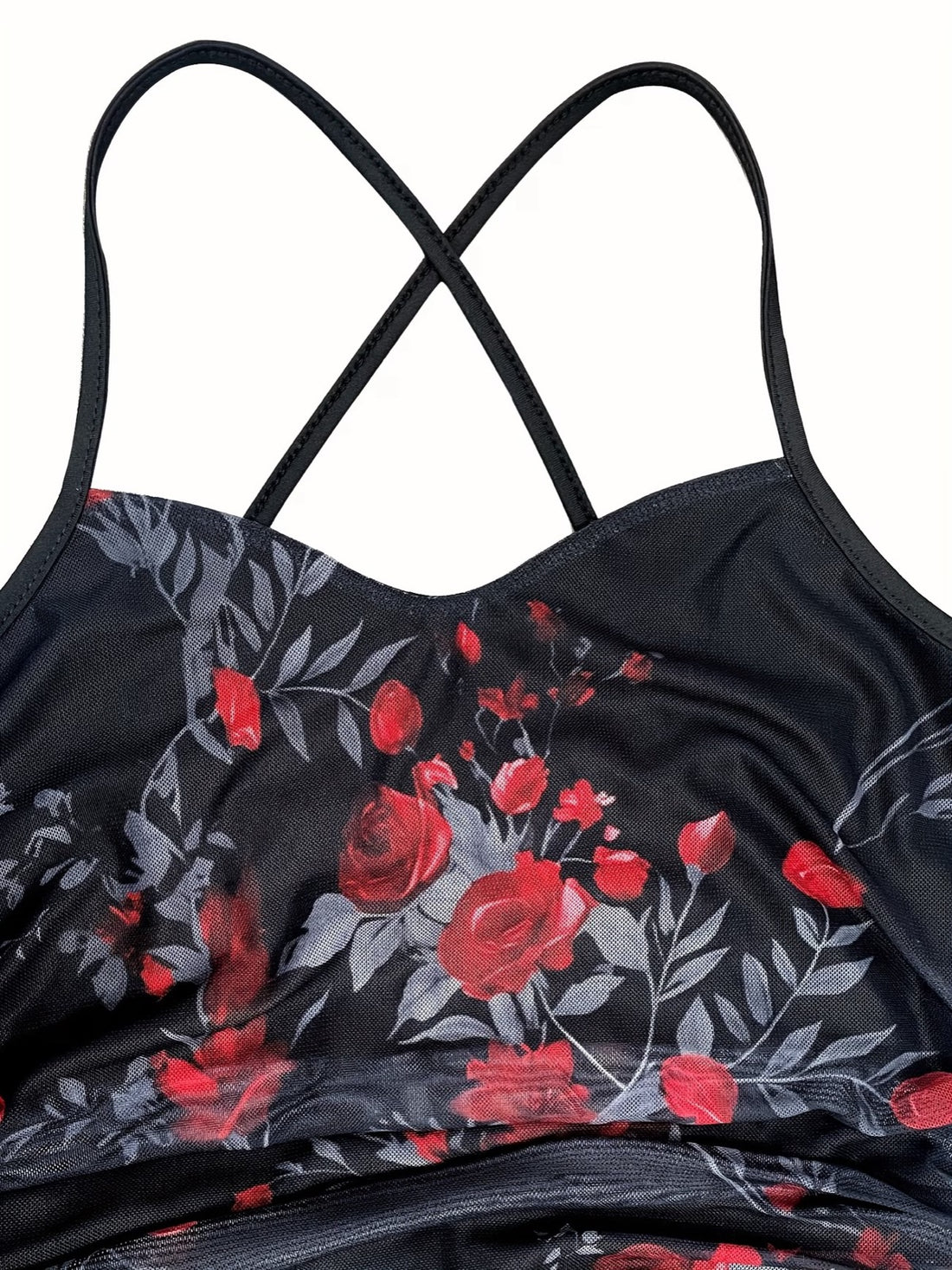 Roseline — Robe longue sirène imprimé roses