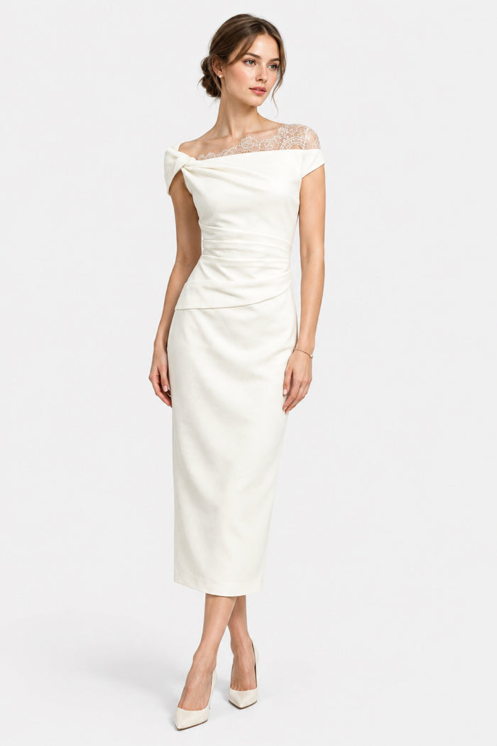 Éléonore — Robe mi-longue épaule dentelle