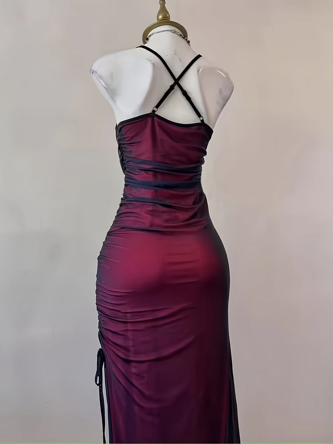 Élisabeth — Robe longue bordeaux voile noir