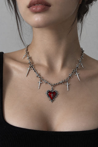 Épine — Collier épines cœur rouge