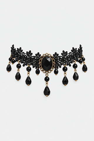 Esmeralda — Ras-de-cou dentelle et perles noires