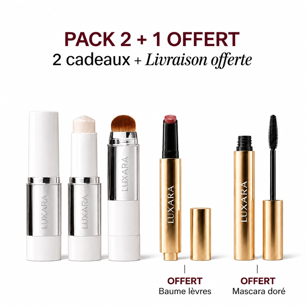 Pack 2 achetés + 1 offert, baume et mascara offerts