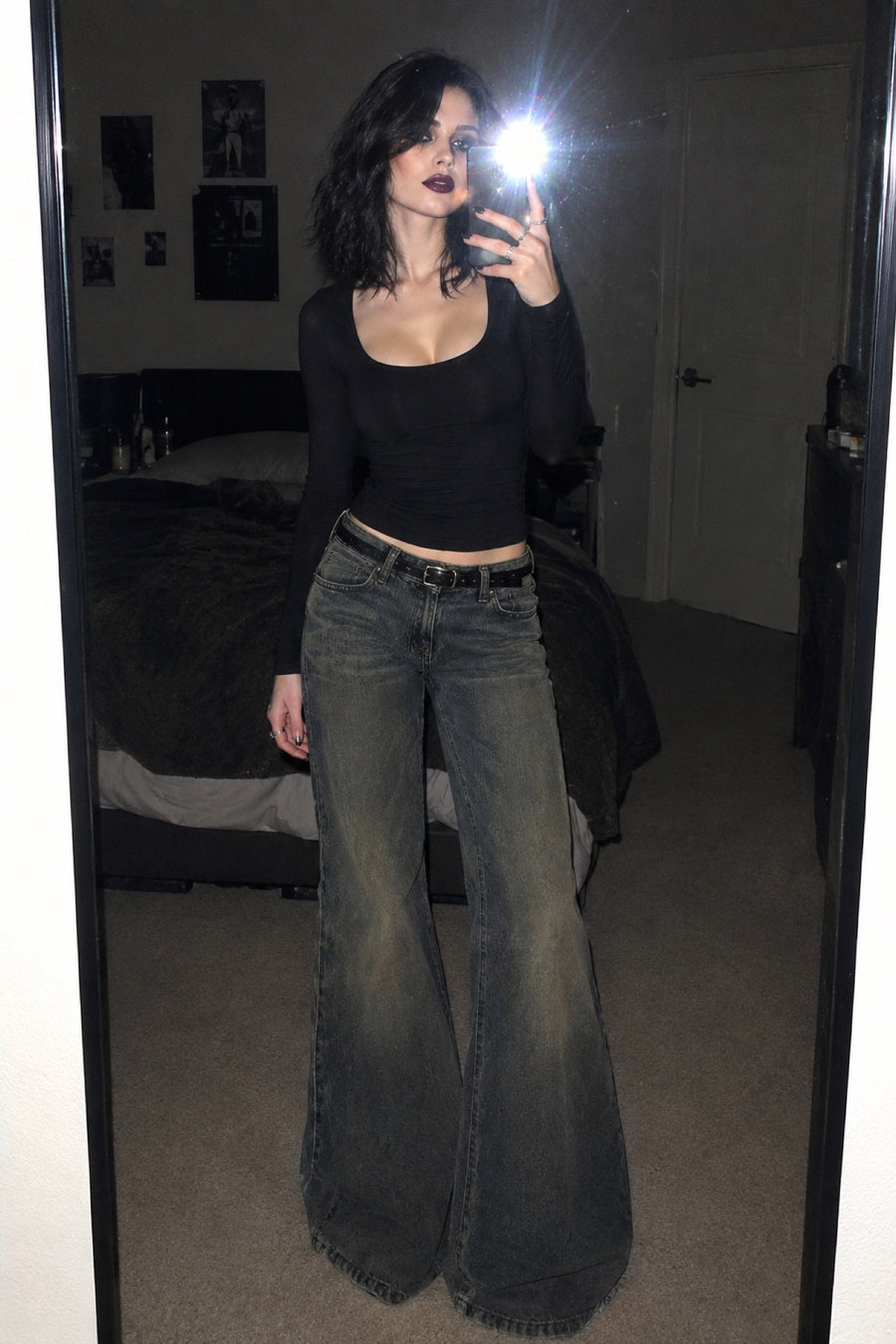 Garance — Vintage-Wash Low-Rise Flare Jeans