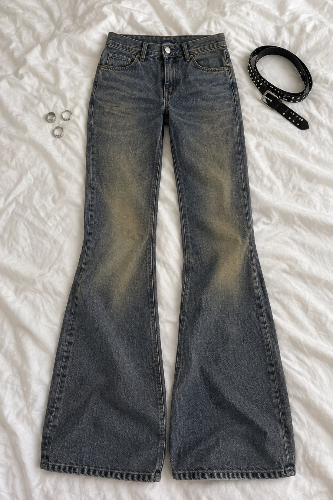 Garance — Jean flare taille basse délavé vintage