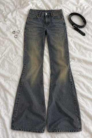 Garance — Jean flare taille basse délavé vintage