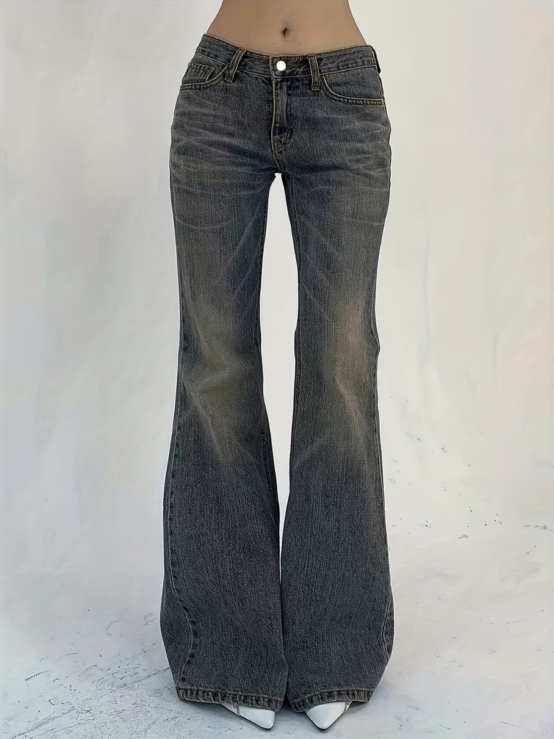 Garance — Jean flare taille basse délavé vintage