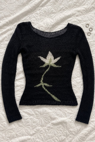 Iris — Pull fin en maille fleur