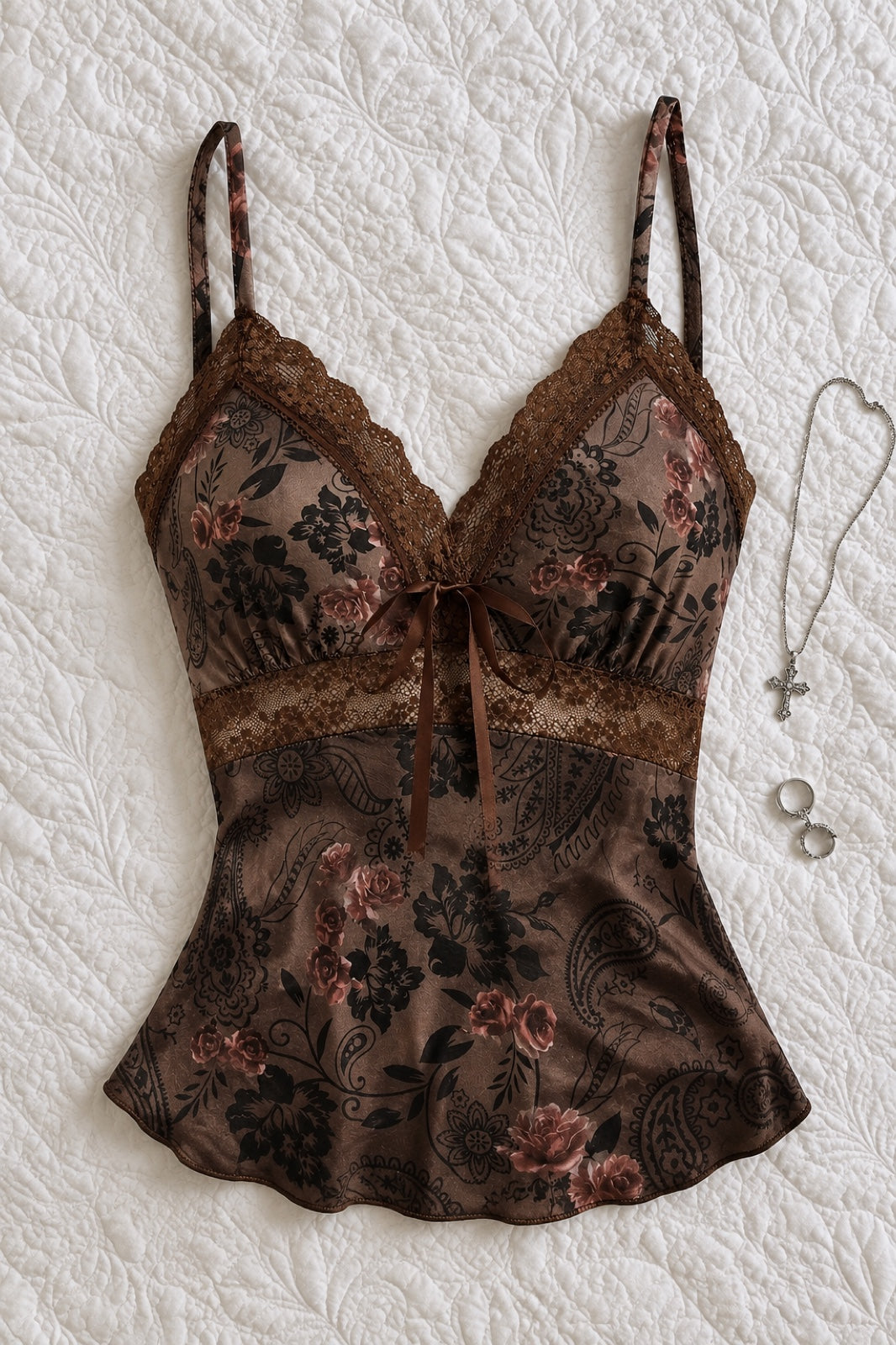 Isadora — Caraco vintage fleuri à dentelle