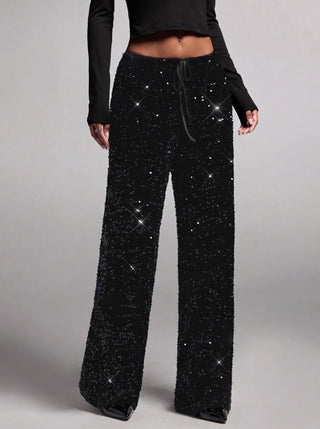 Joséphine — Pantalon large à sequins et nœud
