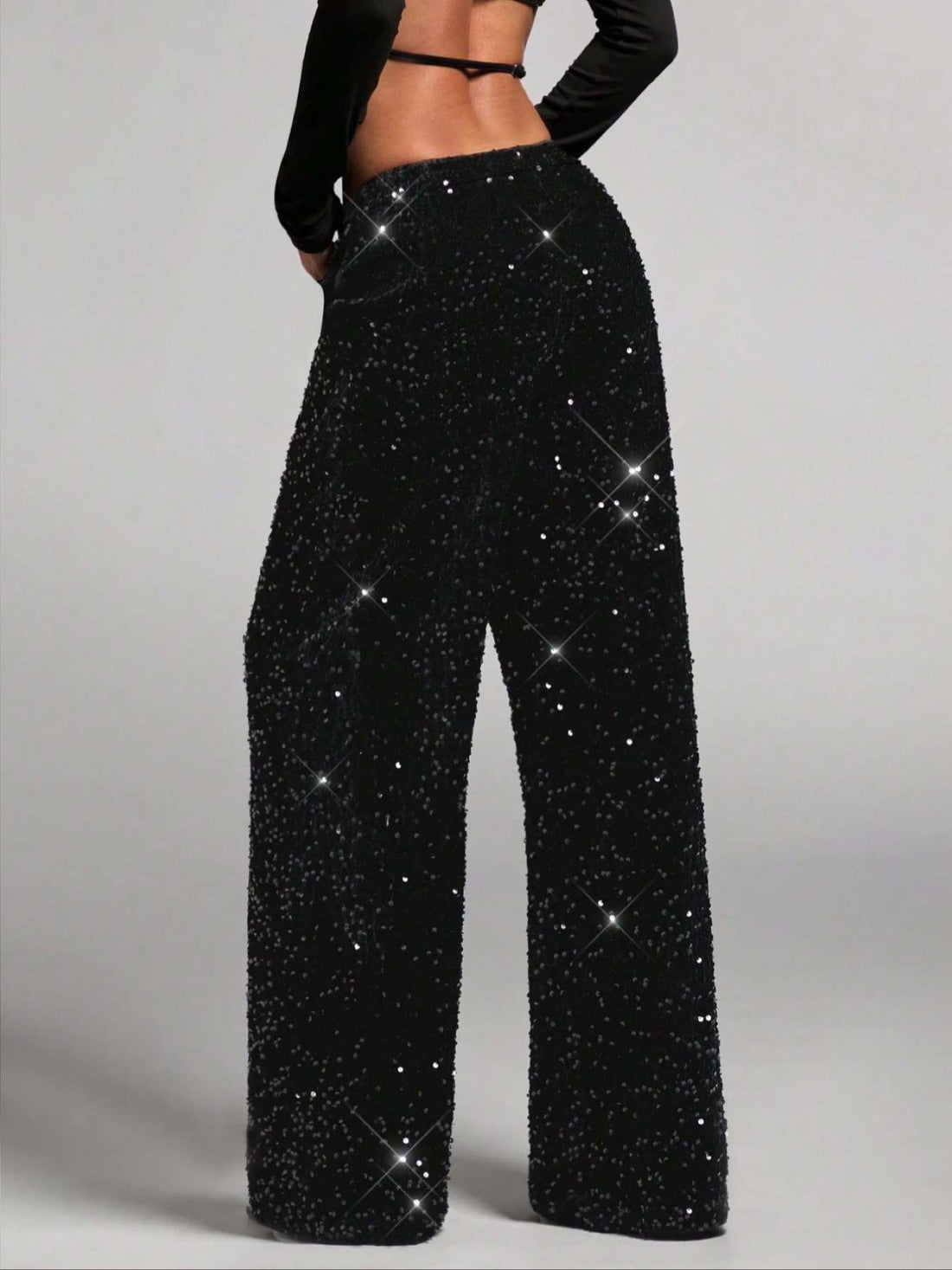 Joséphine — Pantalon large à sequins et nœud