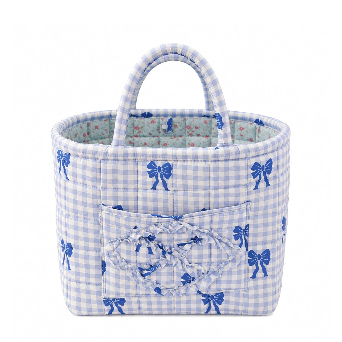 Juliette basket blue gingham bows