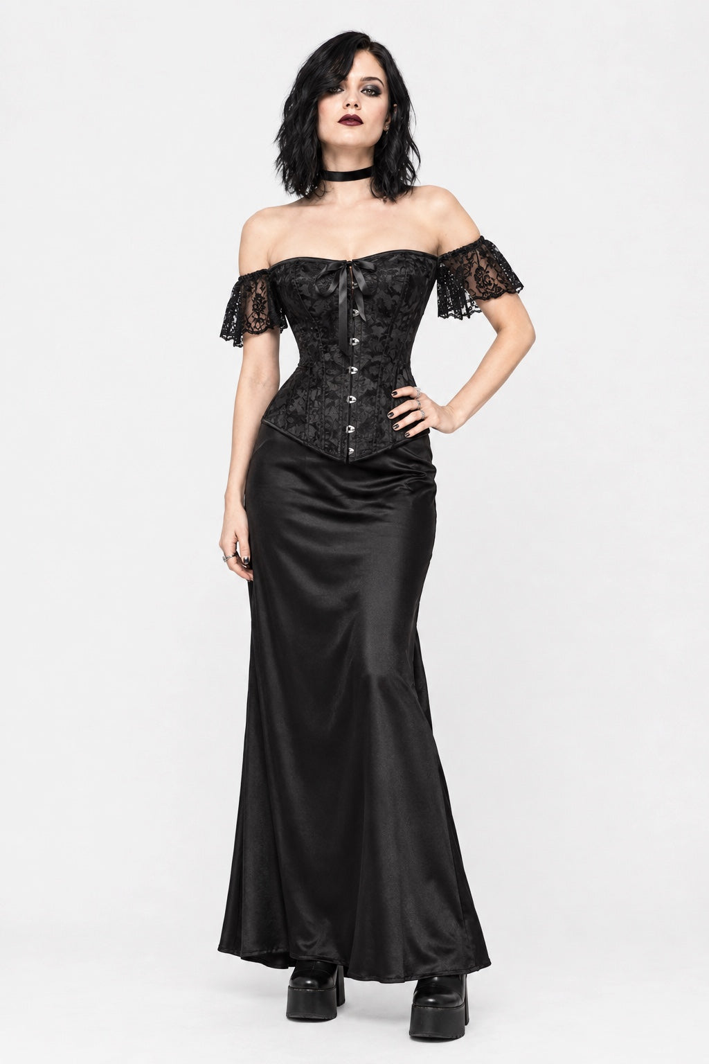 Lenore — Corset épaules dénudées en dentelle