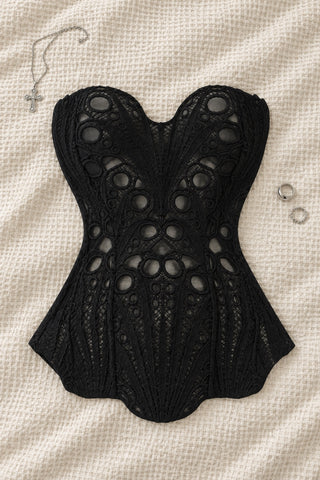Lilou — Bustier bandeau à lacer en dentelle
