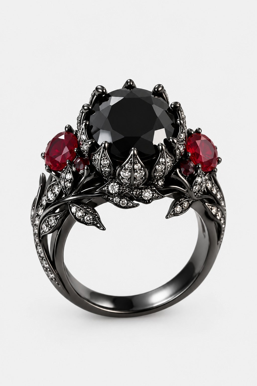 Morgana — Bague dragon pierre noire et rubis