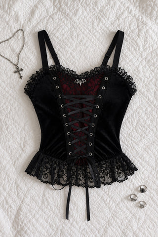 Nyctalis — Corset top velours lacé chauve-souris