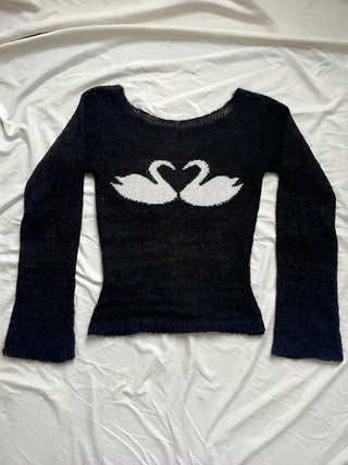 Odile — Pull fin en maille cygnes