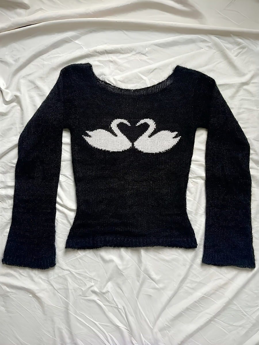 Odile — Fine-Knit Swan Sweater