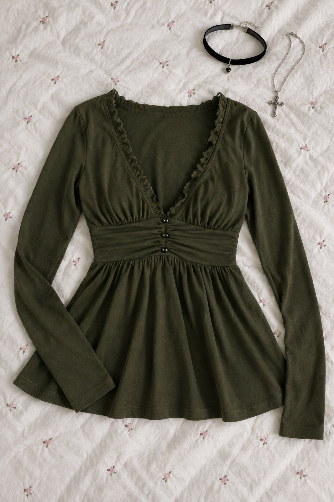 Ombeline top col V dentelle