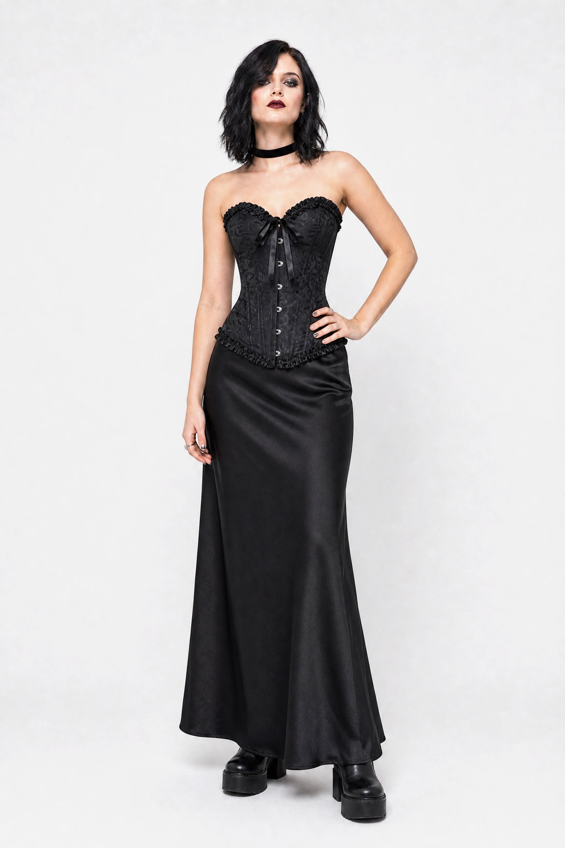 Ophélie — Corset bustier brocart à lacer