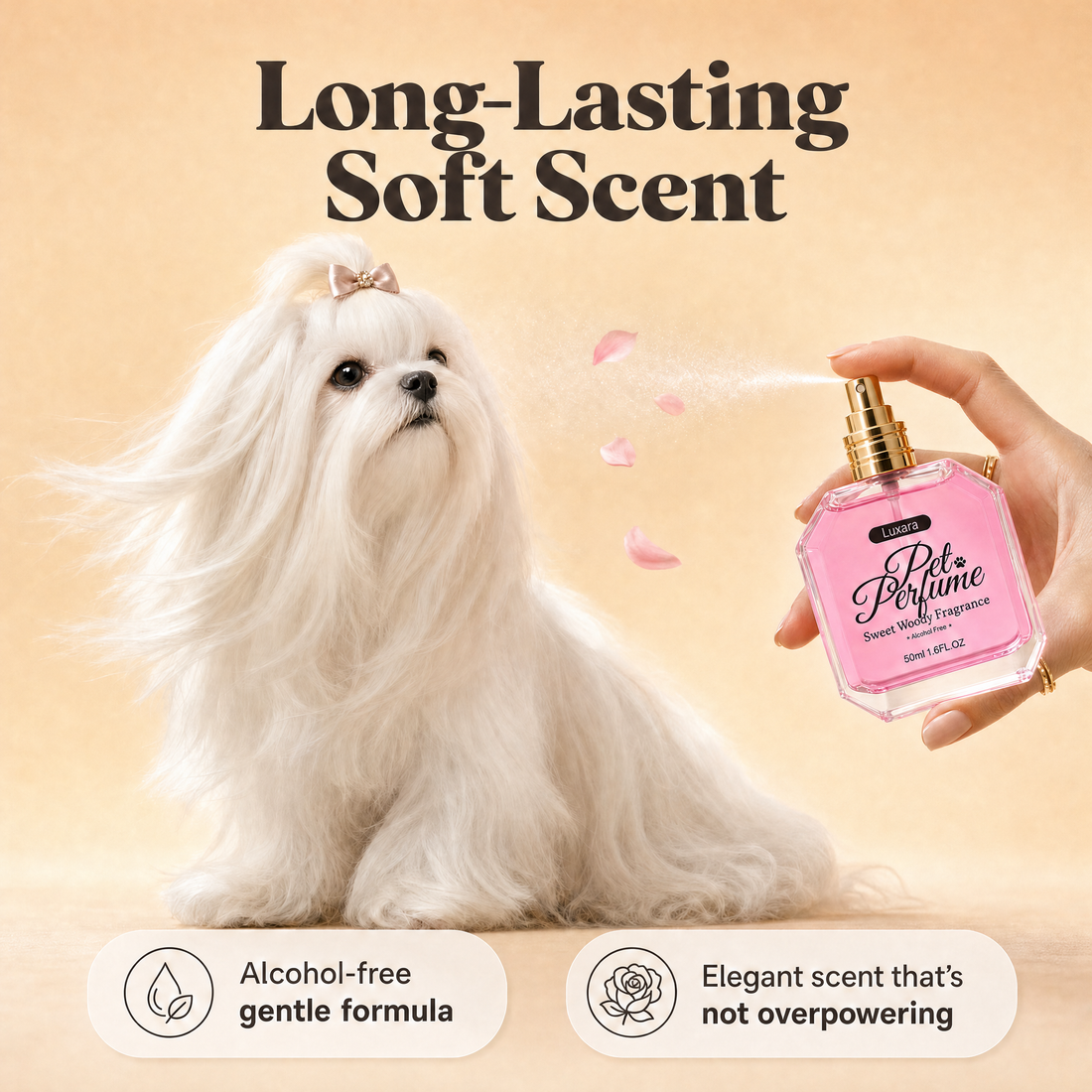 Long-lasting soft scent, alcohol-free gentle formula